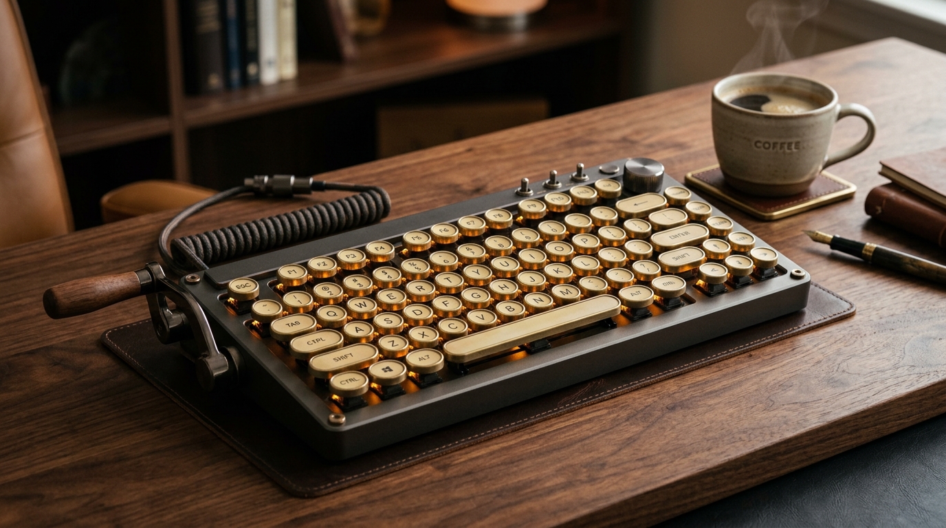 Teclado Mecánico Retro Estilo Máquina de Escribir